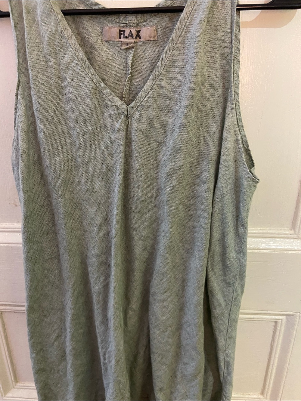 Flax V-Neck Linen Tank Top in Sage Green